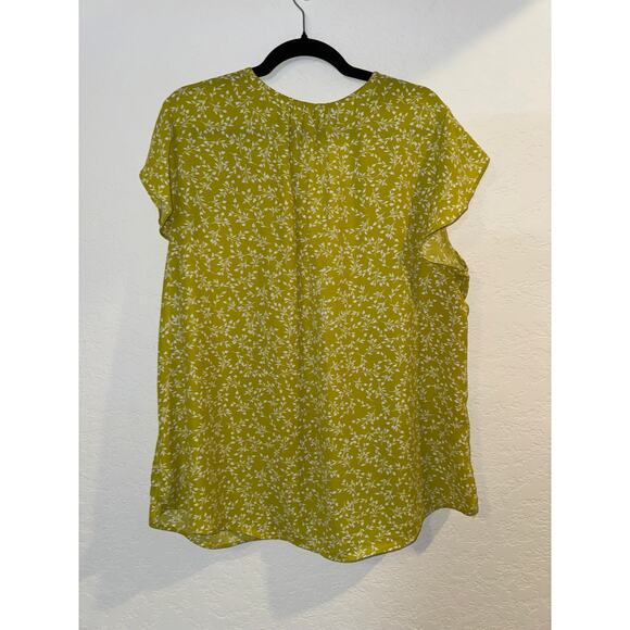 EUC Cynthia Rowley Floral Blouse Green Short Sleeve Size 1X - Picture 2 of 8